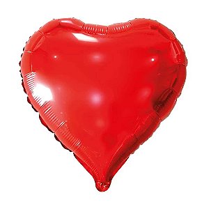 Balão de Coração Metalizado 40cm cor Vermelho