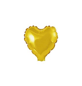 Mini Balão de Coração Metalizado 10cm cor Dourado