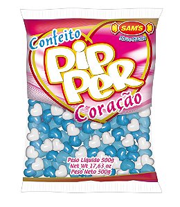 Balinhas Confeito Coração Pipper Azul Colorido 500g