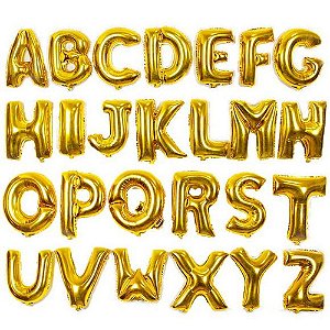 Balão de Letra Metalizado Dourado 40cm - Escolha as Letras