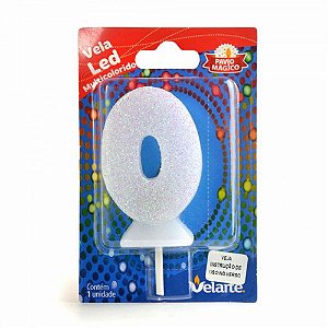 Vela Led Multicolorido Número 0 Velarte 7cm - 1 Unidade