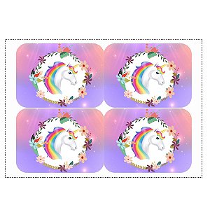 12 Adesivos Unicornio para Lembrancinha Marmitinha 240ml - 9x12,5cm