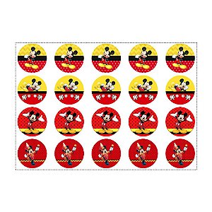 20 Adesivos Mickey para Lembrancinha Redondo 4,7cm