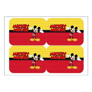 12 Adesivos Mickey para Lembrancinha Marmitinha 240ml - 9x12,5cm