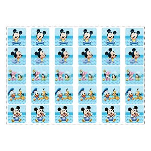 30 Adesivos Mickey Baby para Lembrancinha Quadrado 3,7cm