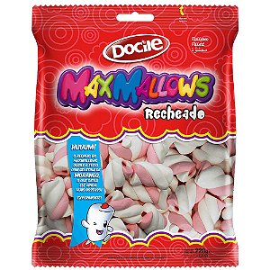 Maxmallows Marshmallow Recheado Twist Rosa e Branco Docile 220g