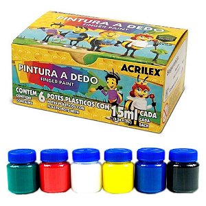 Tinta Pintura a Dedo 6 Cores Acrilex 15ml