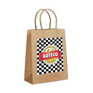 4 Sacolas de Papel Kraft Boteco Preto e Branco Tamanho P