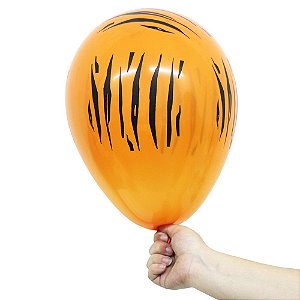 Balão Bexiga Listras de Tigre Laranja Nº 11 28cm - 25 Unidades