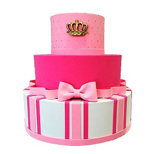 Bolo Fake Decorativo Princesa Rosa - Empório das Lembrancinhas