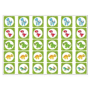 30 Adesivos Dinossauros Baby Quadrado 3,7cm