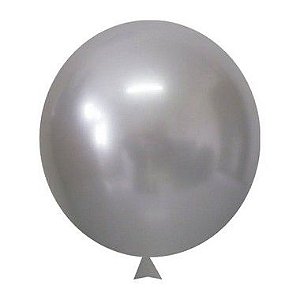 Balão / Bexiga Metalizado Alumínio Prata N°05 - 25 Unidades