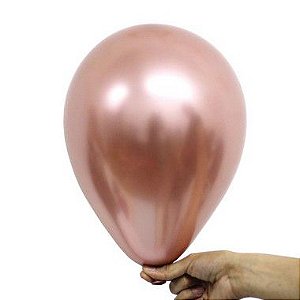 Balão / Bexiga Metalizado Alumínio Rose Gold N°05 - 25 Unidades
