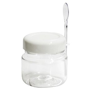 Pote para Brigadeiro 50ml Tampa Branca de rosca com Colher - 10 Unidades