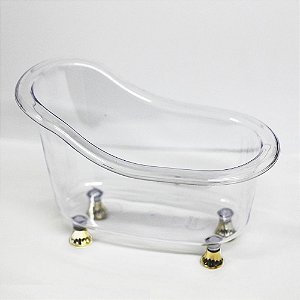 Banheirinha Transparente  Média com PÉ Dourado - 1 unidade