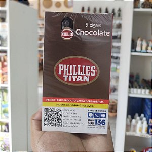 Phillies Titan Charuto Chocolate Original – Caixa com 5 Unidades