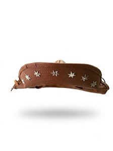 Chapéu de Cangaceiro Grande em Couro com Sete Estrelas na Aba para Entidades Cangaceiras Umbanda e Quimbanda