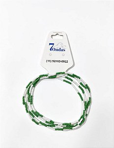 Guia Bicolor de Miçangas Branca e Verde – Guia Religiosa Fina de Oxóssi para Umbanda