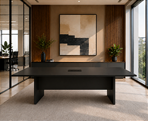 Mesa Sala de Reunião Retangular Com Caixa de Tomada 2,20 x 1,20 m 40 mm Escritório Corporativo