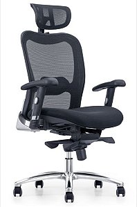 Cadeira Presidente Escritório Home Office Apoio Cabeça Ajuste Lombar Braços Regulaveis