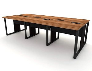 Plataforma de Trabalho 6 Lugares 3,60 x 1,20 m c/ Caixa de Tomada Pé Quadro Industrial