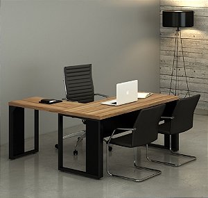 Mesa em L Escritório Pé Quadro Industrial 1,20 x 1,50 m 40 mm Home Office Gerente