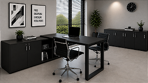 Mesa L Diretiva Executiva Escritório 36 Mm 2,00 x 1,60 M Home Office