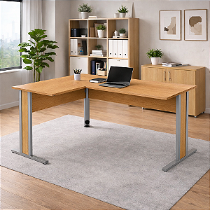 Mesa L Escritório Home Office 1,35 X 1,35 M 15 Mm Escrivaninha