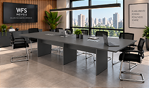 Mesa Sala de Reunião Pé Painel Tampo Bipartido 25 mm 2,40 x 1,20 m