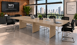 Mesa Sala de Reunião Pé Painel Tampo Bipartido 25 mm 2,80 x 1,40 m