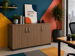 Armário Baixo 3 Portas Fechado Móveis Escritório Home Office 18 mm
