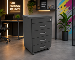 Gaveteiro Volante Porquinho 4 Gavetas Chave 18 mm Home Office Escritório