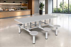 Mesa para Refeitório 6 Lugares Bancos Fixos 1,80 m