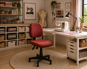 Cadeira para Costureira Executiva Ergonômica Giratória Sapatas