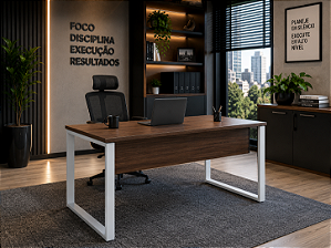 Mesa Reta Escritório 1,20 x 0,60 m 40 mm Pé Tubular Quadro Corporativa Home Office Escrivaninha