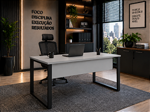 Mesa Reta Escritório 1,35 x 0,60 m 40 mm Pé Tubular Quadro Corporativa Home Office Escrivaninha