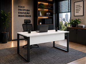 Mesa Reta Escritório 1,80 x 0,70 m 40 mm Pé Tubular Quadro Corporativa Home Office Escrivaninha