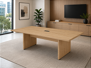 Mesa Sala de Reunião Retangular 2,00 x 0,90 x 0,75 m 40 mm Caixa de Tomada Escritório Corporativo