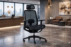 Cadeira Escritório Mono Presidente Giratória Ergonômica Braços Reguláveis Home Office Corporativa