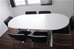 Mesa Reunião Oval 2,00 x 0,90 m 18 mm Pé em Aço Cor Argila - Outlet