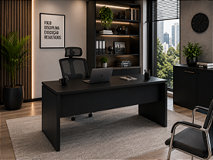 Mesa Reta Escritório 1,60 x 0,70 m 40 mm Corporativa Home Office Escrivaninha