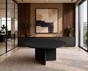 Mesa para Sala de Reunião Redonda 1,10 x 0,75 m 40 mm Escritório Corporativo