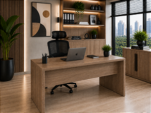 Mesa para Escritório Reta Pé Painel 1,40 x 0,60 m 25 mm Home Office