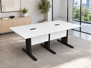 Mesa para Sala Reunião Retangular 2,40 x 0,90 m 25 mm Escritório Tampo Bipartido