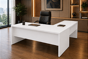 Mesa em L com 2 Gavetas Escritório Corporativa 1,20 x 1,50 m 40 mm Home Office
