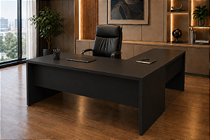 Mesa em L com 2 Gavetas Escritório Corporativa 1,35 x 1,50 m 40 mm Home Office