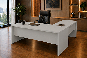 Mesa em L com 2 Gavetas Escritório Corporativa 1,60 x 1,60 m 40 mm Home Office