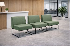 Poltrona Berlin Sem Braços Design Base em Aço Recepção Escritório Corporativo Sala de Espera Modular
