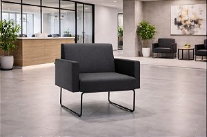 Poltrona Sofá Berlin Com Braços Design Base em Aço Recepção Escritório Corporativo Sala de Espera Modular