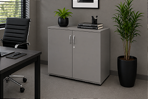 Armário Baixo 2 Portas Fechado Móveis Escritório Home Office Base em Aço 18 mm Chave